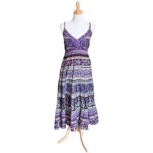 Vintage Silverstream Y2K Boho Midi Maxi Dress Mixed Media Hippie Festival Purple